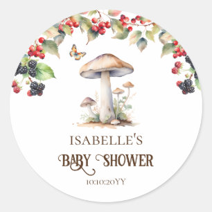 Sticker Rond Fête de naissance Champignon et Crapaudine de la F