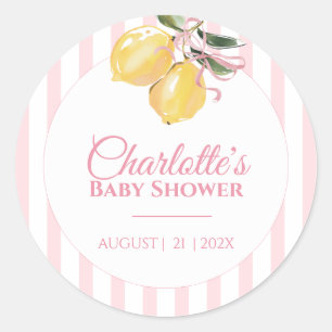 Sticker Rond Fête de naissance Coquette Lemon Rose