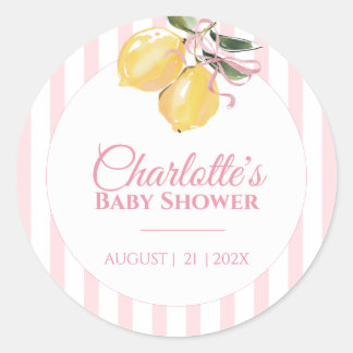 Sticker Rond Fête de naissance Coquette Lemon Rose