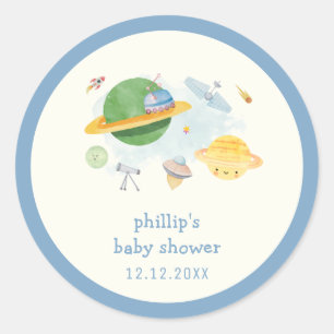 Sticker Rond Fête de naissance d'astronaute de vaisseau spatial