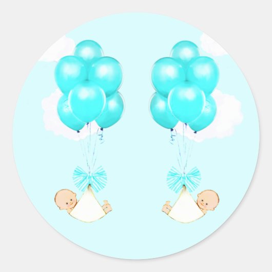 Sticker Rond Fête de naissance de jumeaux garçons (Devant)
