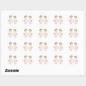 Sticker Rond Fête de naissance de jumelles (Feuille)