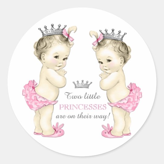 Sticker Rond Fête de naissance de jumelles (Devant)