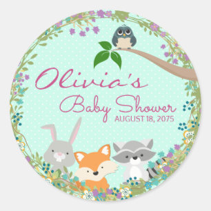 Sticker Rond Fête de naissance en forêt pour filles