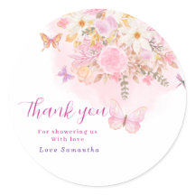 Fête de naissance Fleur rose aquarelle papillon