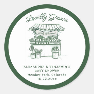 Sticker Rond Fête de naissance Localement Cultivé au Marché des