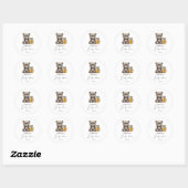 Sticker Rond Fête de naissance ours en peluche et pot de miel (Feuille)