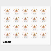 Sticker Rond Fête de naissance ourson d'automne (Feuille)