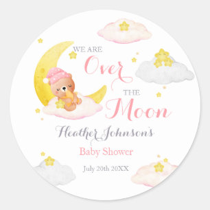 Sticker Rond Fête de naissance Oursonne Over The Moon