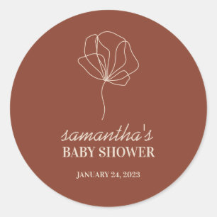 Sticker Rond Fête de naissance simple bohème fleur de terre cui