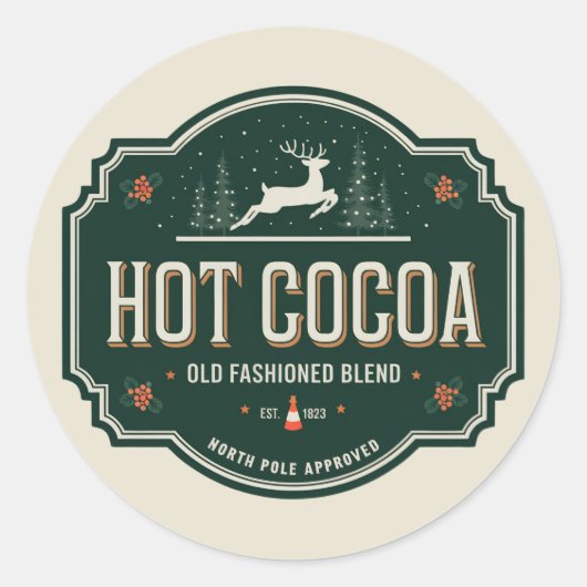 Sticker Rond Fête de Noël au cacao chaud (Devant)