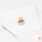 Sticker Rond Fête de Noël au pull rétro moche amusant (Enveloppe)