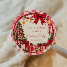 Fête de Noël avec un nœud en vichy rose vintage