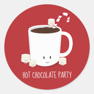 Sticker Rond Fête de Noël Chocolat chaud cacao chaud