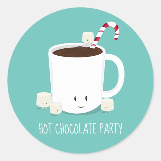 Sticker Rond Fête de Noël Chocolat chaud cacao chaud classique (Devant)