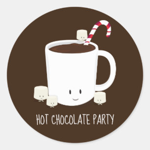 Sticker Rond Fête de Noël Chocolat chaud cacao chaud classique