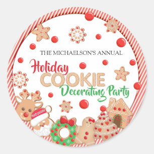 Sticker Rond Fête de Noël Cookie Décoration