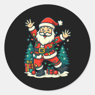 Sticker Rond Fête de Noël de Santa festive joyeuse danse lumièr