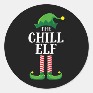 Sticker Rond Fête de Noël du groupe Famille de jumelage Elf Chi