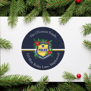Sticker Rond Fête de Noël élégante de la police
