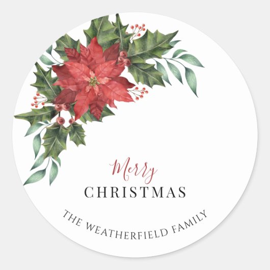 Sticker Rond Fête de Noël Floral Botanique (Devant)