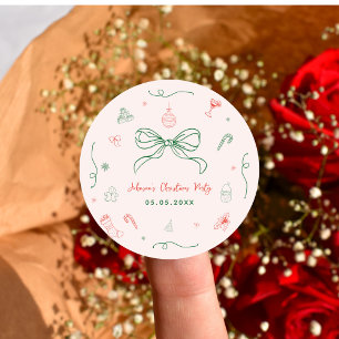 Sticker Rond Fête de Noël française fantaisie à la main