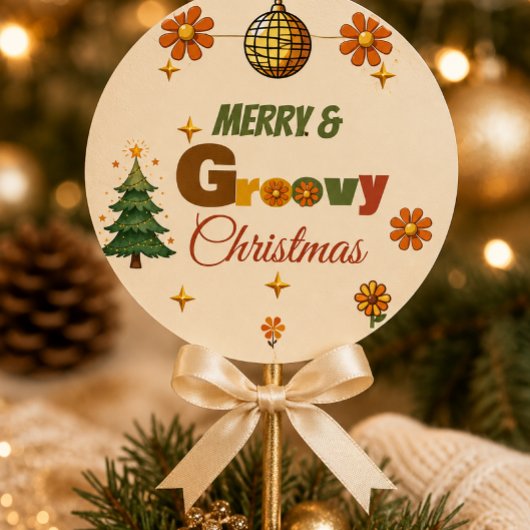 Sticker Rond Fête de Noël Groovy 70