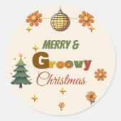 Sticker Rond Fête de Noël Groovy 70 (Devant)