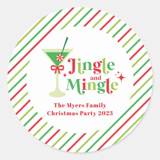 Sticker Rond Fête de Noël Jingle et Mingle (Devant)