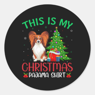 Sticker Rond Fête de Noël laide du chien Papillon C'est mon Noë