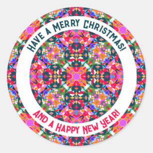Sticker Rond Fête de Noël moderne colorée et joyeuse personnali