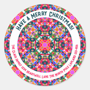 Sticker Rond Fête de Noël moderne colorée et joyeuse personnali
