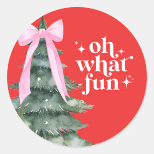 Sticker Rond Fête de Noël Oh Quel Plaisir Rose