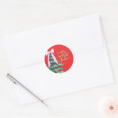 Sticker Rond Fête de Noël Oh Quelle Joie Rose (Enveloppe)