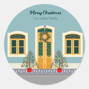 Sticker Rond Fête de Noël Portugais Maison