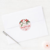 Sticker Rond Fête de Noël Rose Rouge Floral (Enveloppe)