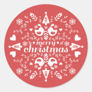 Sticker Rond Fête de Noël Rouge