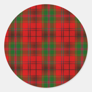 Sticker Rond Fête de Noël Rouge Vert Tartan Plaid