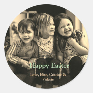 Sticker Rond fête de Pâques ajouter QR photo heureux pâques