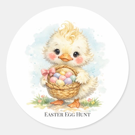 Sticker Rond Fête de Pâques Caneton Mignon (Devant)