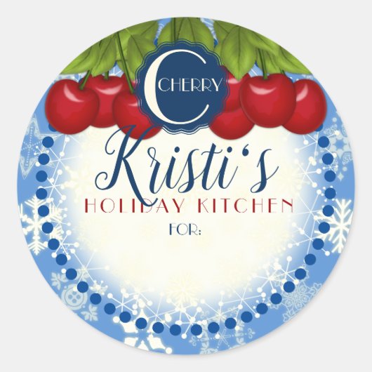 Sticker Rond Fête de pâtisserie maison cerises Noël (Devant)