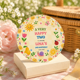 Sticker Rond Fête de pique-nique floral pour le 2e anniversaire