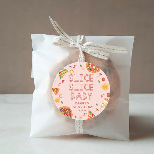 Sticker Rond Fête de Pizza Slice moderne Baby Slice Faveurs