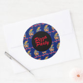 Sticker Rond Fête de pizza Whimsical (Enveloppe)