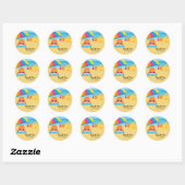Sticker Rond Fête de plage (Feuille)