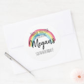 STICKER ROND FÊTE DE PLANCHE, NAVIGATEUR, ANNIVERSAIRE EN COULE (Enveloppe)