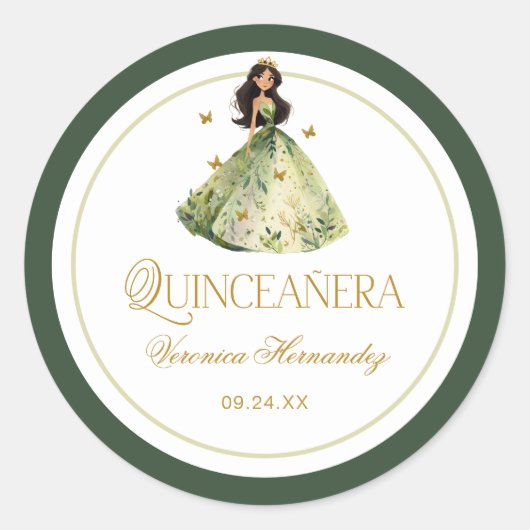 Sticker Rond Fête de Quinceañera Forêt Enchantée  (Devant)