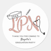 Sticker Rond Fête de remise de diplômes LPN merci pour les auto (Devant)