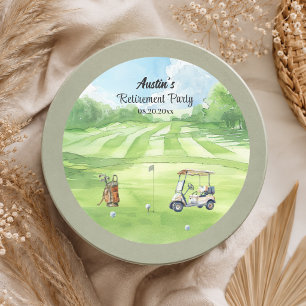 Sticker Rond Fête de retraite sur un parcours de golf à l'aquar