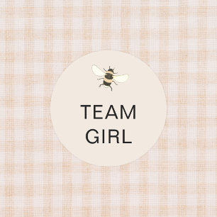 Sticker Rond Fête de révélation du sexe de l'équipe fille Vote 
